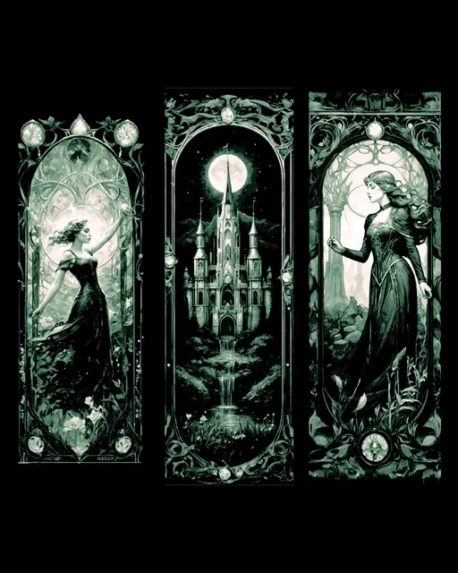 HueForge model: High Fantasy Designs - The lady of the Forest and the Celestial Castle - Set of Bookmarks by BooneCo3d