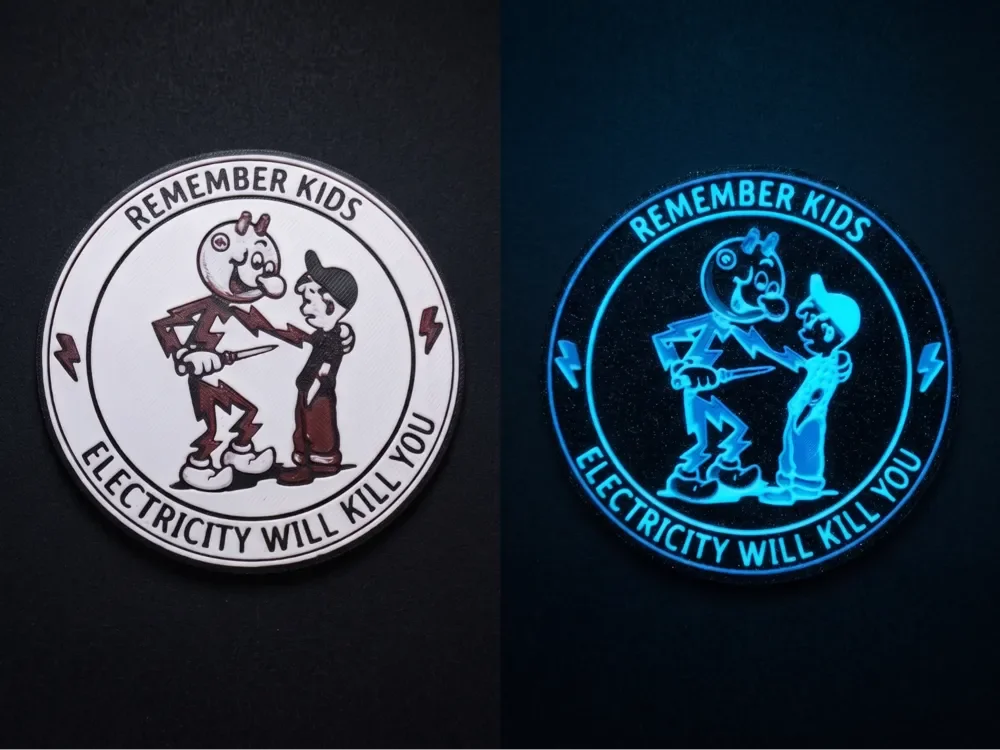 Electricity PSA - 2 Versions by LED HueForge model: Electricity PSA - 2 Versions by LED