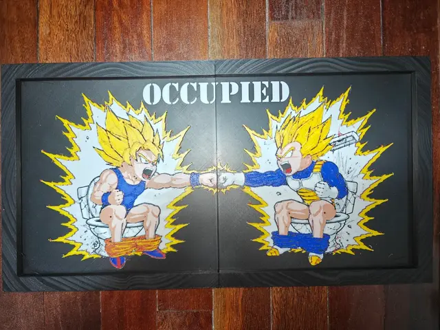 HueForge model: Goku and Vegeta Toiltet sign by TheHueforgeLady
