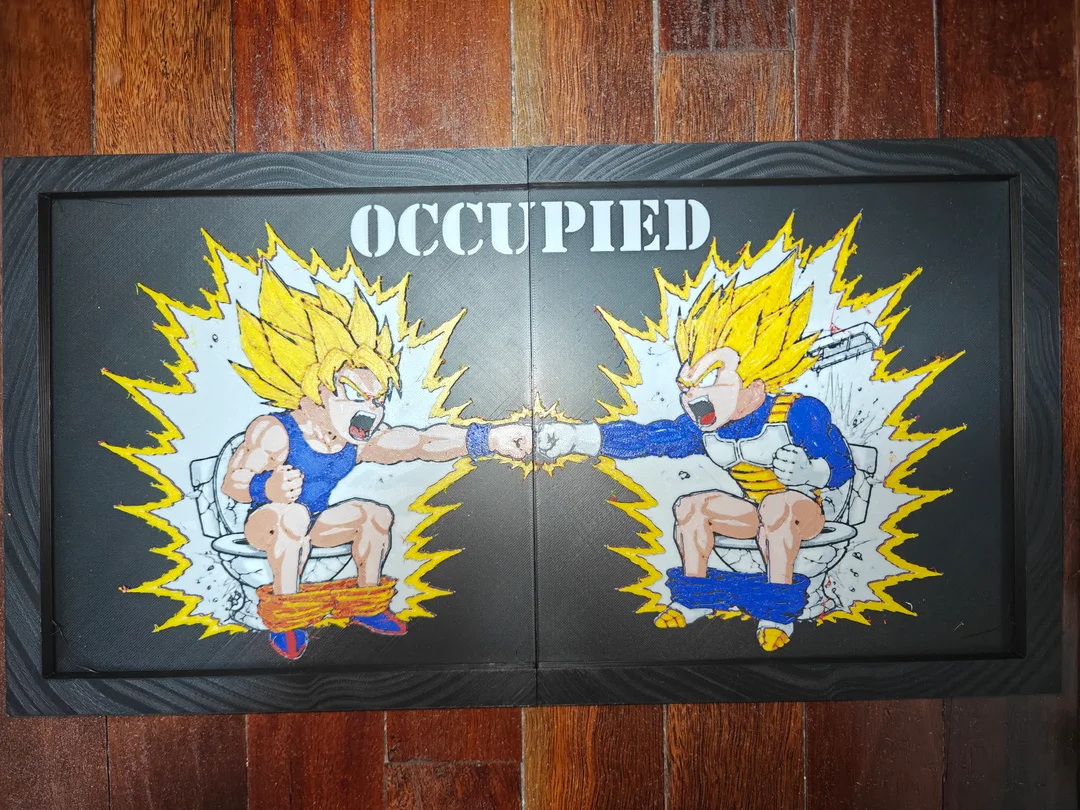Goku and Vegeta Toiltet sign by TheHueforgeLady HueForge model: Goku and Vegeta Toiltet sign by TheHueforgeLady