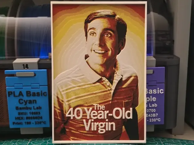HueForge model: The 40-Year-Old Virgin Movie Poster - Hueforge Art by Lumpy3D