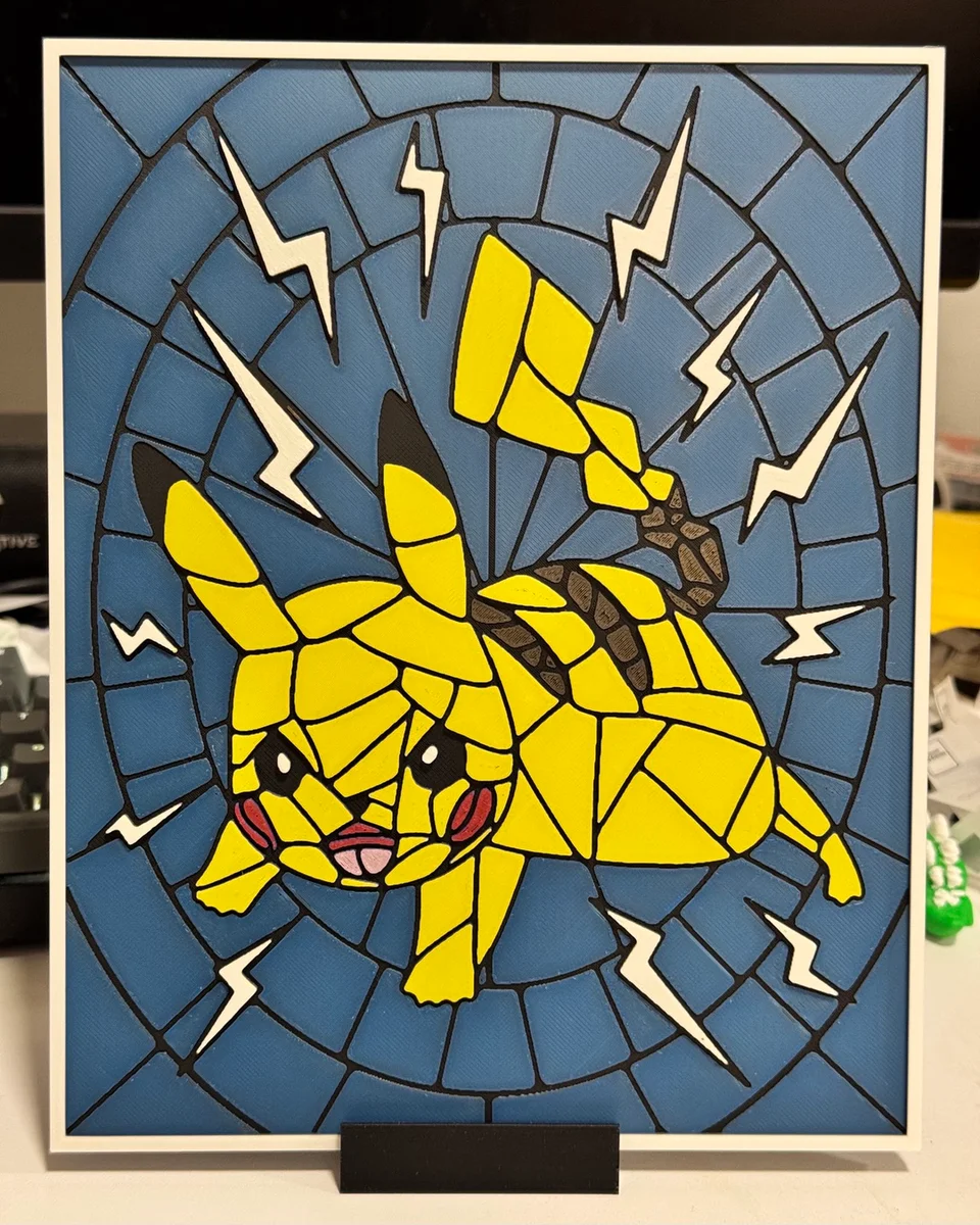 Mosaic Pikachu by Strata Prints HueForge model: Mosaic Pikachu by Strata Prints