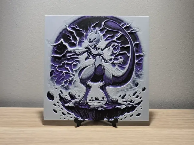 HueForge model: Mewtwo Pokemon by Kactus Fpv