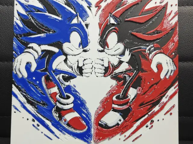 HueForge model: Sonic Vs Shadow by TheHueforgeLady