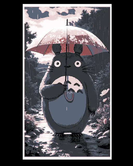 HueForge model: My neighbor Totoro fan art - Him and his umbrella - the sounds of Rain by BooneCo3d