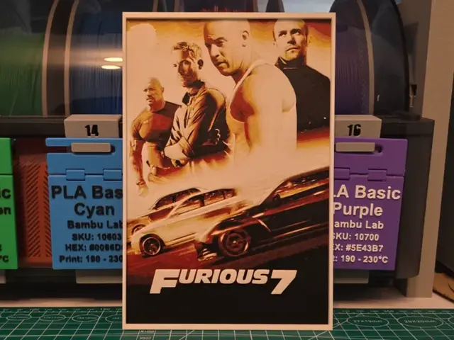 HueForge model: Furious 7 Movie Poster - Hueforge Art by Lumpy3D