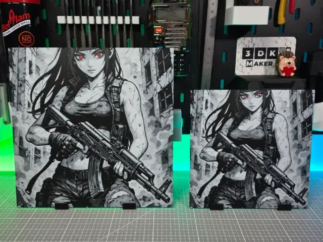 HueForge model: Girl Anime AK Tactical – Hueforge – 4 Colors by Montoya Maker