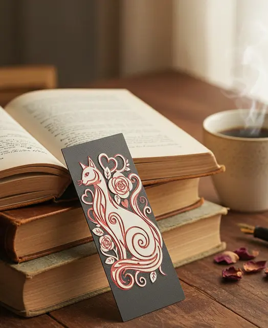 Valentine Kitty Bookmark3 - Hueforge - 4 colors