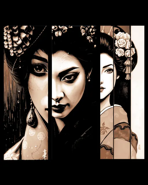 HueForge model: Beauty can be seen even in the slightest view - Set of Bookmarks - Geisha Design by BooneCo3d