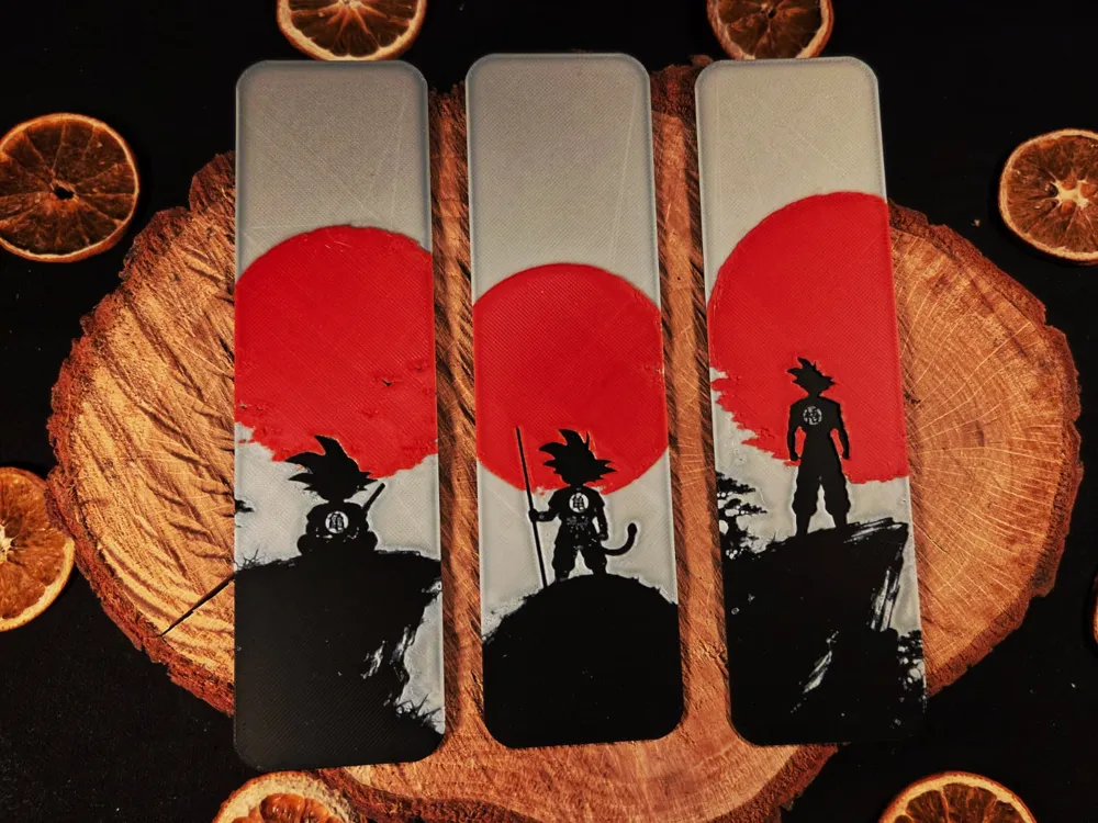 Growth of Goku bookmark set by EternalDesigns3D HueForge model: Growth of Goku bookmark set by EternalDesigns3D