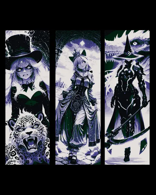 Anime Goddess in differing forms - Set of bookmarks