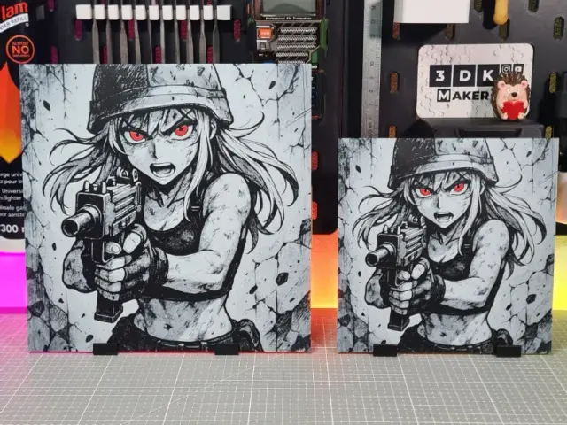 HueForge model: Girl Anime White Uzi – Hueforge – 4 Colors by Montoya Maker