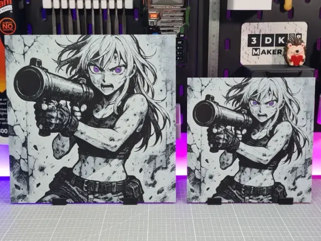 HueForge model: Girl Anime Bazooka – Hueforge – 4 Colors by Montoya Maker