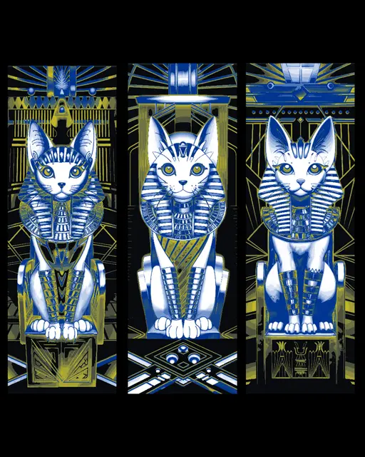 HueForge model: Egyptian Depictions of Cats of the Pharaohs - Set of Bookmarks by BooneCo3d