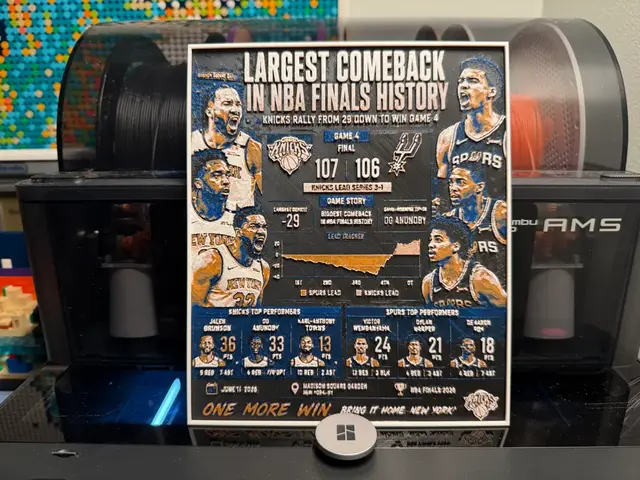 HueForge model: NY Knicks Game 4 Finals Comeback Win -NBA HueForge by liv_3d