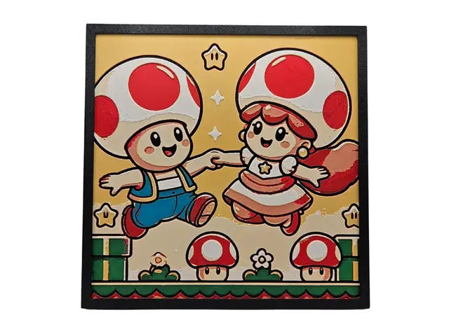 HueForge model: Toad Finds a Lady (Nintendo hueforge) by BusyKikiBee