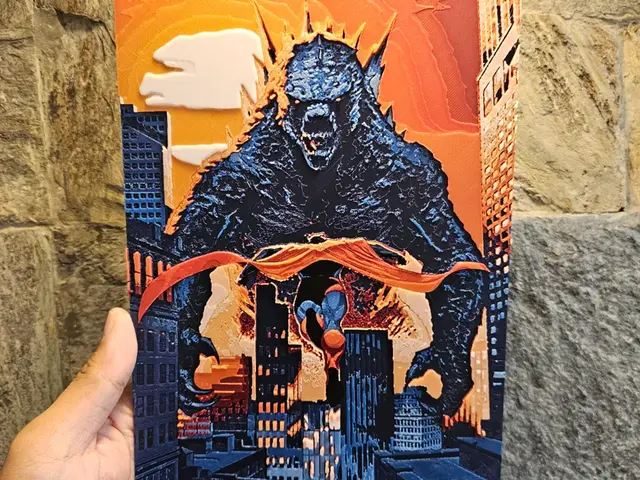 HueForge model: Godzilla Vs Superman Hueforge by Loki