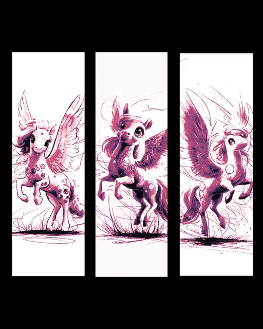 HueForge model: Sketch of a fun loving Pegasus friend - Flying Fun Times - Set of bookmarks by BooneCo3d