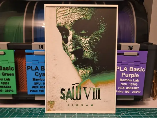 HueForge model: Jigsaw Movie Poster - Hueforge Art by Lumpy3D