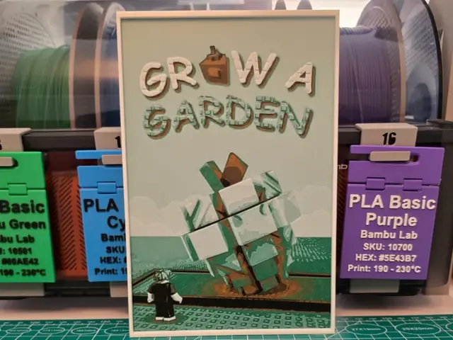 HueForge model: Grow A Garden (Roblox) Game Poster - Hueforge Art by Lumpy3D