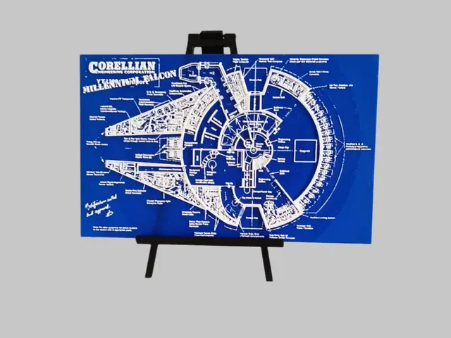 HueForge model: Star Wars Millenium Falcon Blueprint Hueforge by 3DNesy