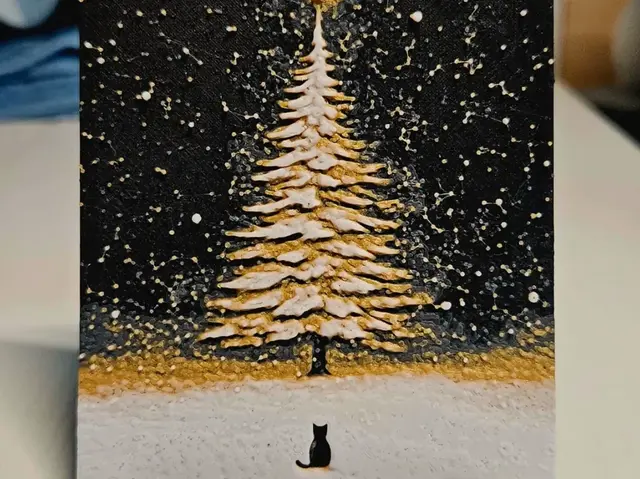 Christmas cat gold three