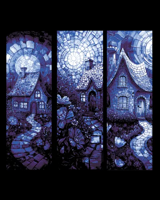 HueForge model: The cottage in the woods memorialized in a blue mosaic design - Set of bookmarks by BooneCo3d