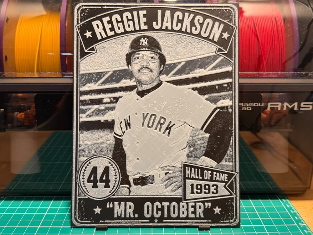 Reggie Jackson Vintage Baseball Card by liv_3d HueForge model: Reggie Jackson Vintage Baseball Card by liv_3d