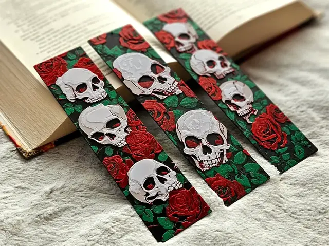 HueForge model: Skulls N' Roses - Bookmarks Set by C3D