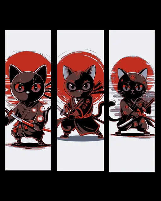 HueForge model: the masterful cat ninja poised to defend - Set of bookmarks by BooneCo3d