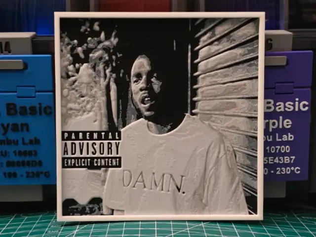 HueForge model: Kendrick Lamar "Damn." Album Poster - Hueforge Art by Lumpy3D