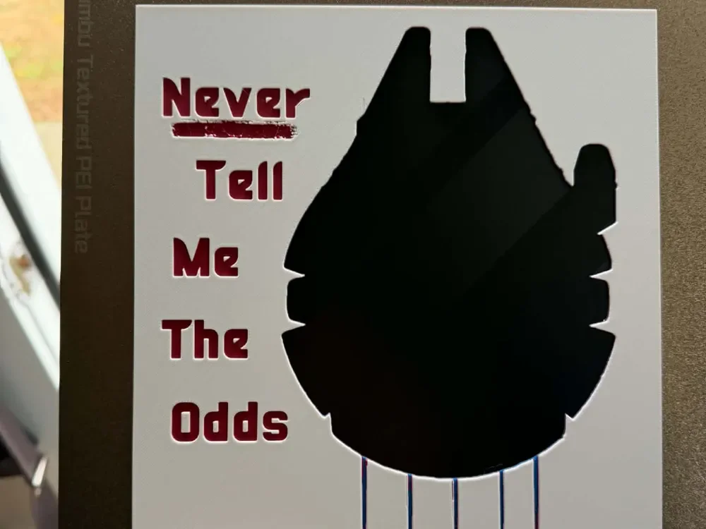 Never Tell Me The Odds! Millennium Falcon outline by IslandLooter HueForge model: Never Tell Me The Odds! Millennium Falcon outline by IslandLooter