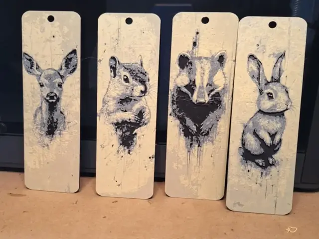 HueForge model: Set of 4 rustic woodland animal bookmark by 3dGlow