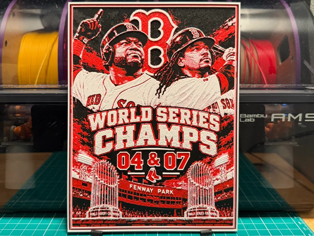 Red Sox Throwback Poster by liv_3d HueForge model: Red Sox Throwback Poster by liv_3d