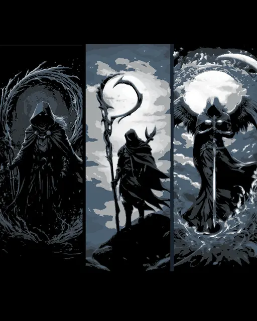 HueForge model: Fantasy depictions of Death or the Grim Reaper - Set of 3 Bookmarks by BooneCo3d