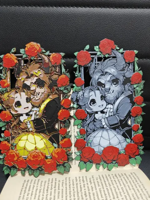 HueForge model: Bookmark Beauty and the Beast Chibi Edition by TheHueforgeLady