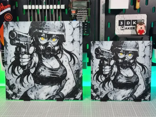 HueForge model: Girl Anime Helmet Gas Gun – Hueforge – 4 Colors by Montoya Maker