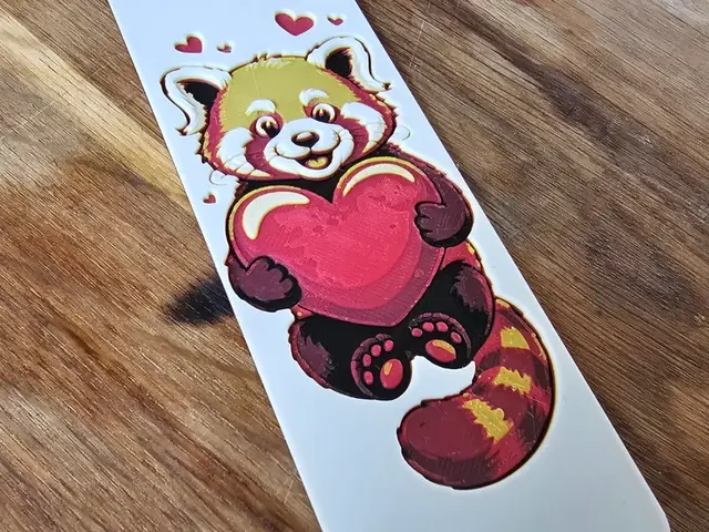 "Bookmark" of a Cute Red Panda Holding a Heart