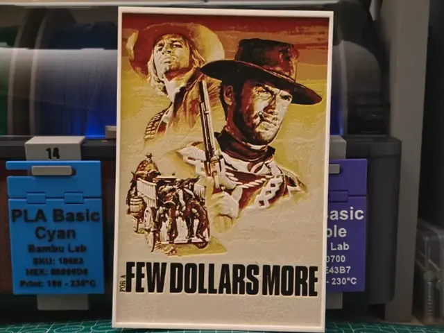 HueForge model: For a Few Dollars More Movie Poster - Hueforge Art by Lumpy3D