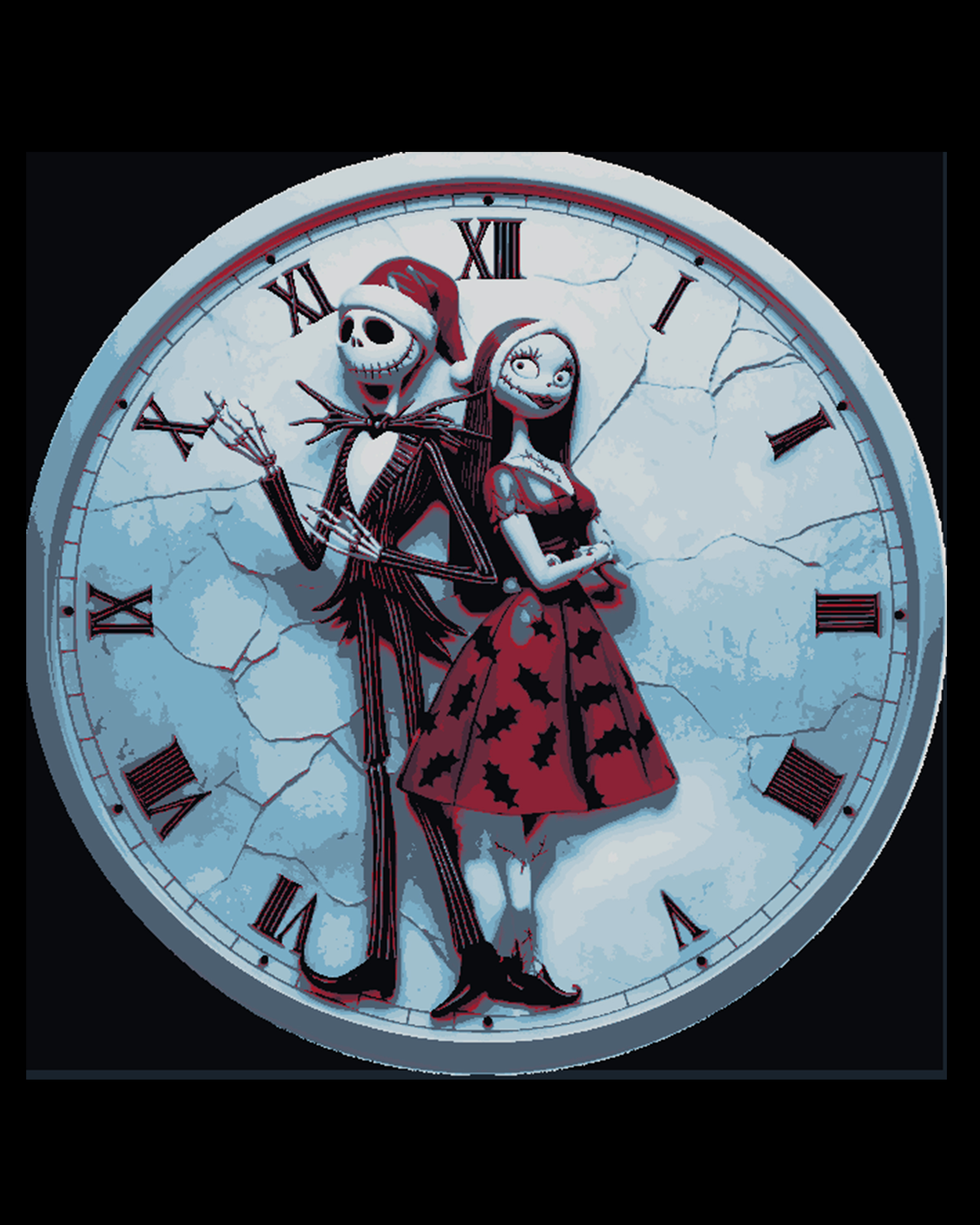 Christmas Special - Nightmare Before Christmas Jack and Sally Christmas Clockface - Great Gift Idea by BooneCo3d HueForge model: Christmas Special - Nightmare Before Christmas Jack and Sally Christmas Clockface - Great Gift Idea by BooneCo3d