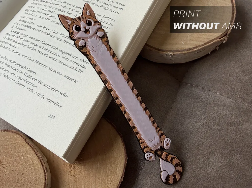 Stretchy Cat Bookmark by Loupes HueForge model: Stretchy Cat Bookmark by Loupes