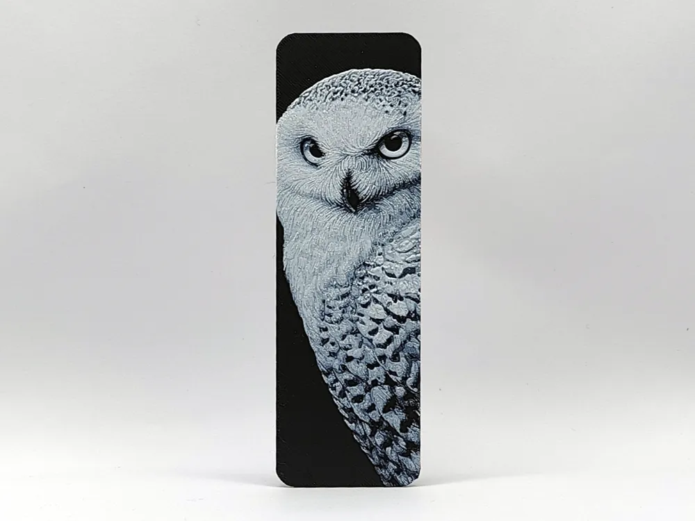 Snowy Owl Bookmark 3 - Hueforge by Sarge HueForge model: Snowy Owl Bookmark 3 - Hueforge by Sarge