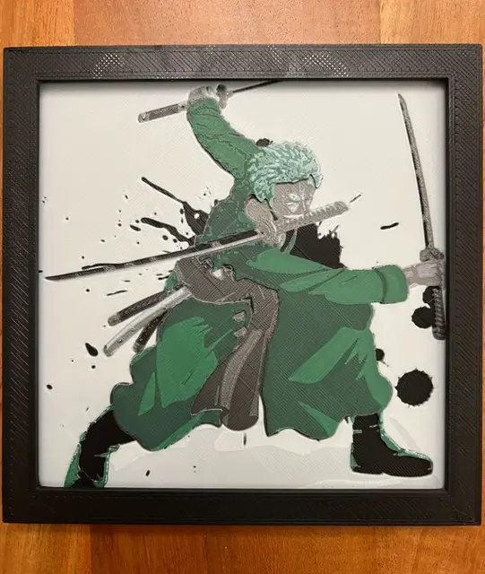 HueForge model: Roronoa Zoro 3 Sword Style by JustBe 3D Printing