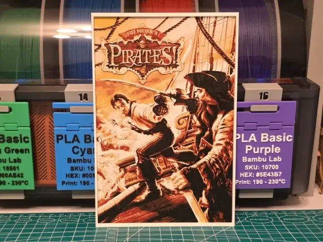 HueForge model: Sid Meier's Pirates! Game Poster - Hueforge Art by Lumpy3D