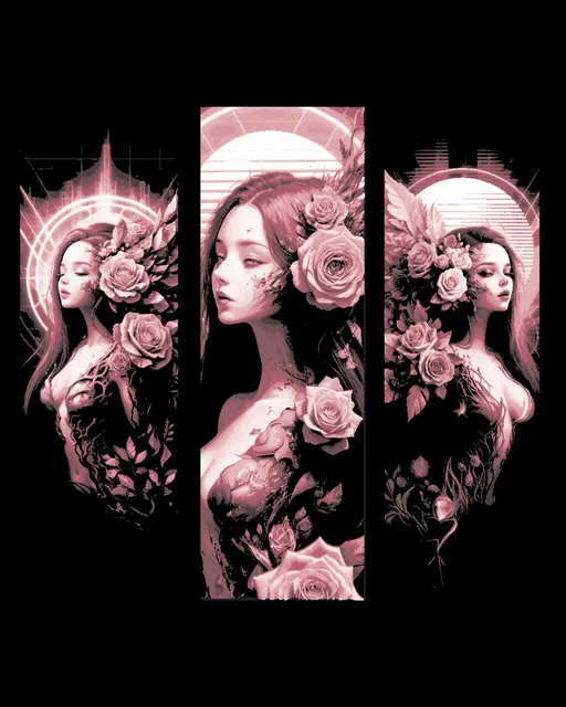 HueForge model: Haunting yet beautiful depictions of the flower Girl - Set of bookmarks by BooneCo3d