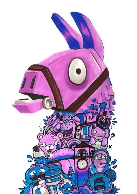 HueForge model: Llama Fortnite (and many references) by leshowpatate