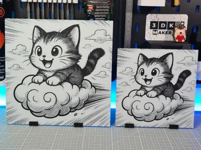 HueForge model: Cute Cat on Cloud - Hueforge by Montoya Maker