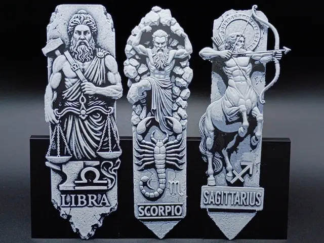 HueForge model: Astrology - Libra, Scorpio, Sagittarius Bookmark by 3djd