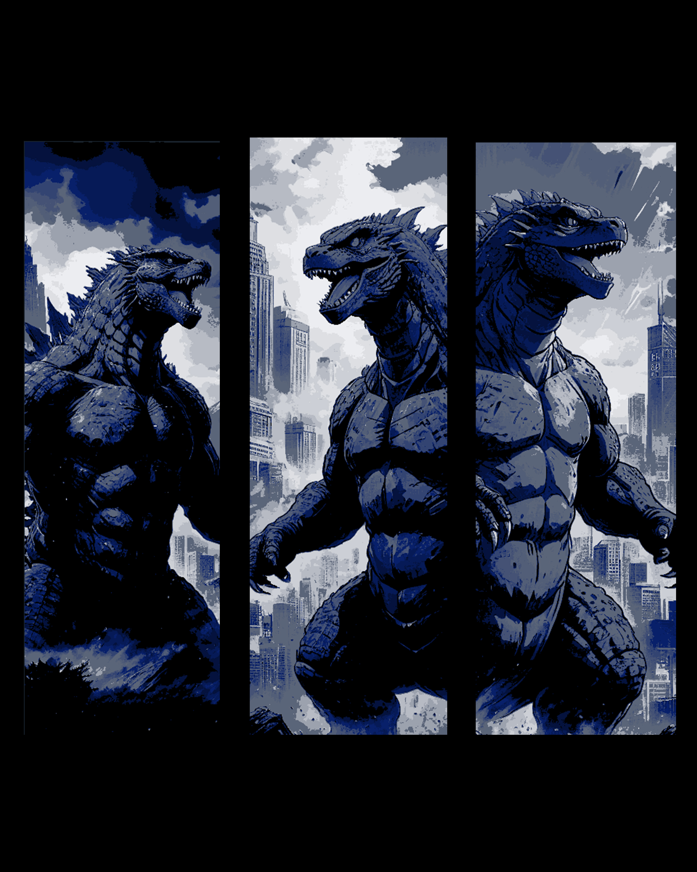 comic art of the monster Godzilla - set of bookmark by BooneCo3d HueForge model: comic art of the monster Godzilla - set of bookmark by BooneCo3d
