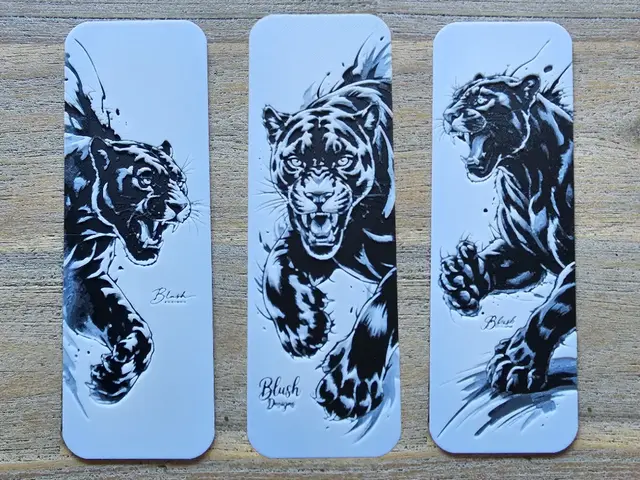 HueForge model: A Beautiful Bookmark Set, 3 Panthers inked style by BLUSH Designs